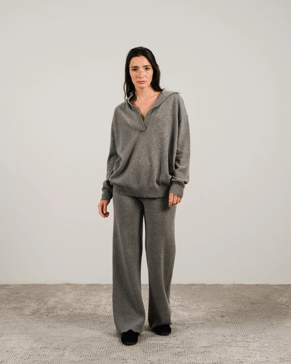 'Milan' Italian Cashmere Mix Grey Knit Pants