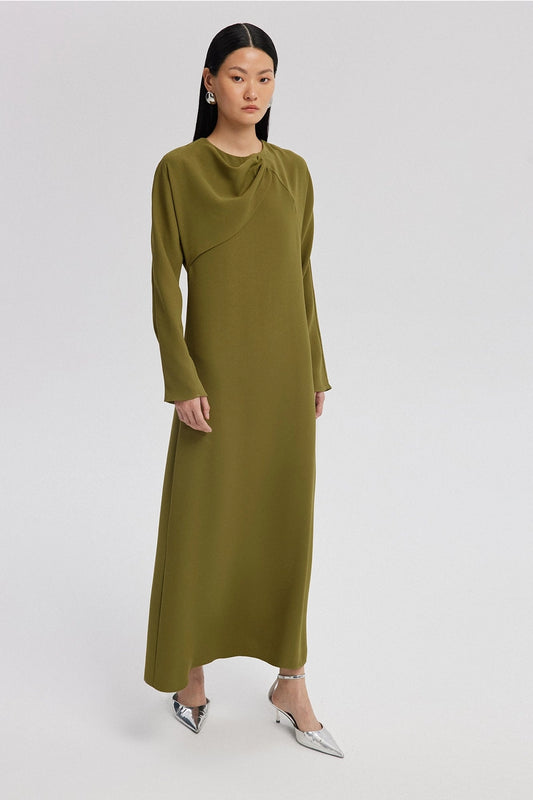 'Athena' - Khaki Long Sleeve Maxi Dress