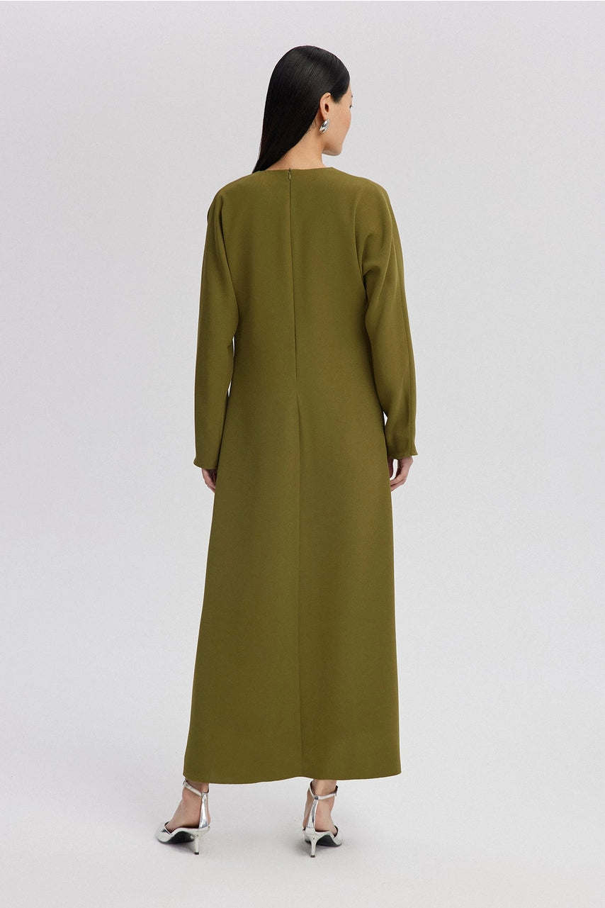 'Athena' - Khaki Long Sleeve Maxi Dress