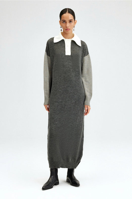 'Ivy' - Knit Polo Long Dress