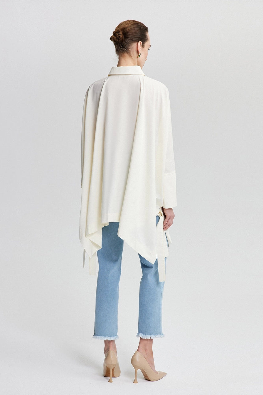 'Elena' - Oversize Flowy Shirt in Ecru