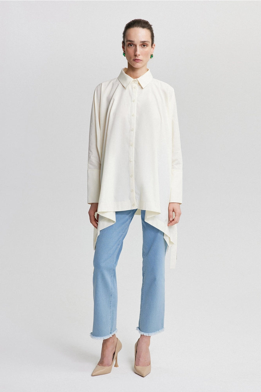 'Elena' - Oversize Flowy Shirt in Ecru