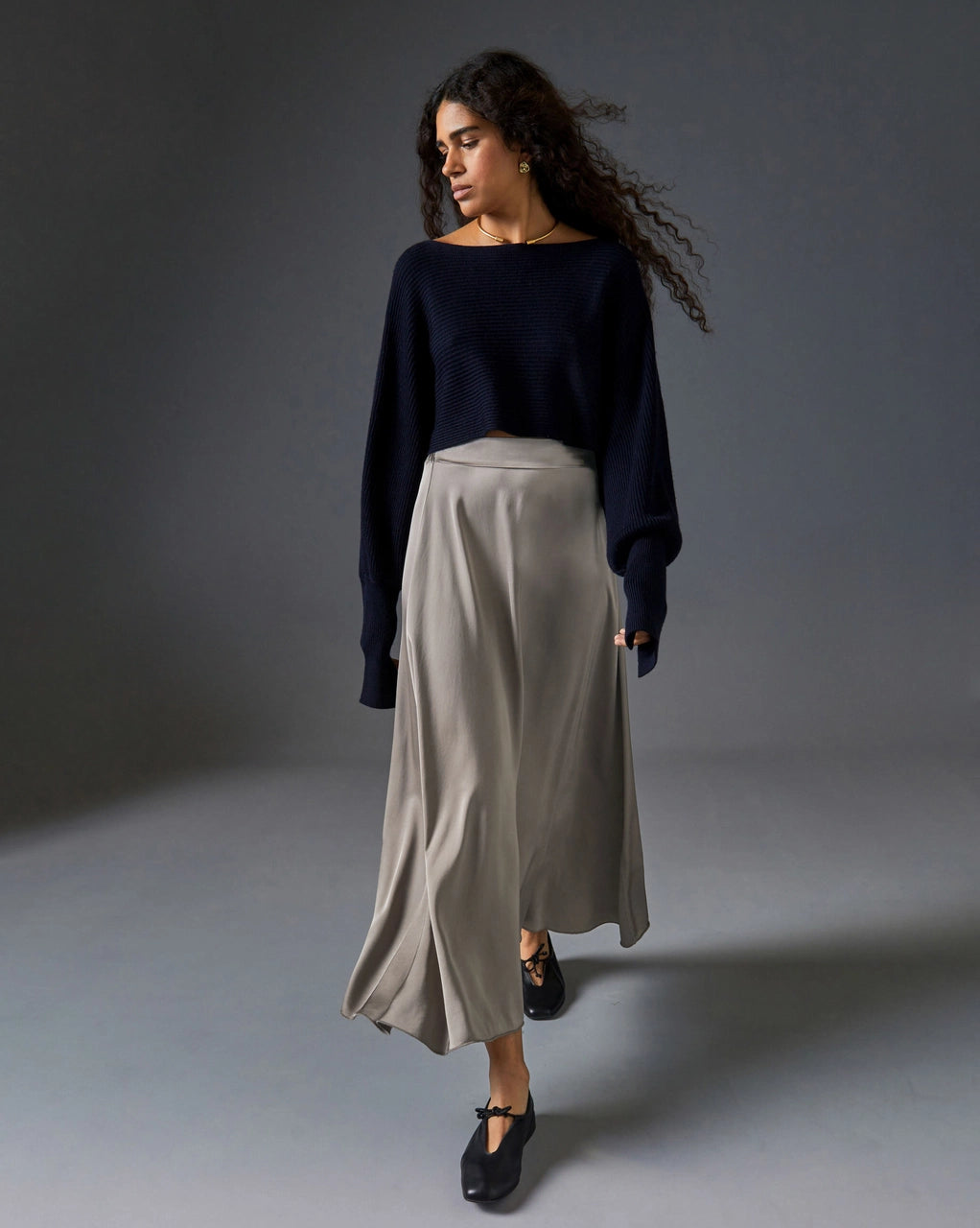 'Sicily' Italian Satin Long Skirt