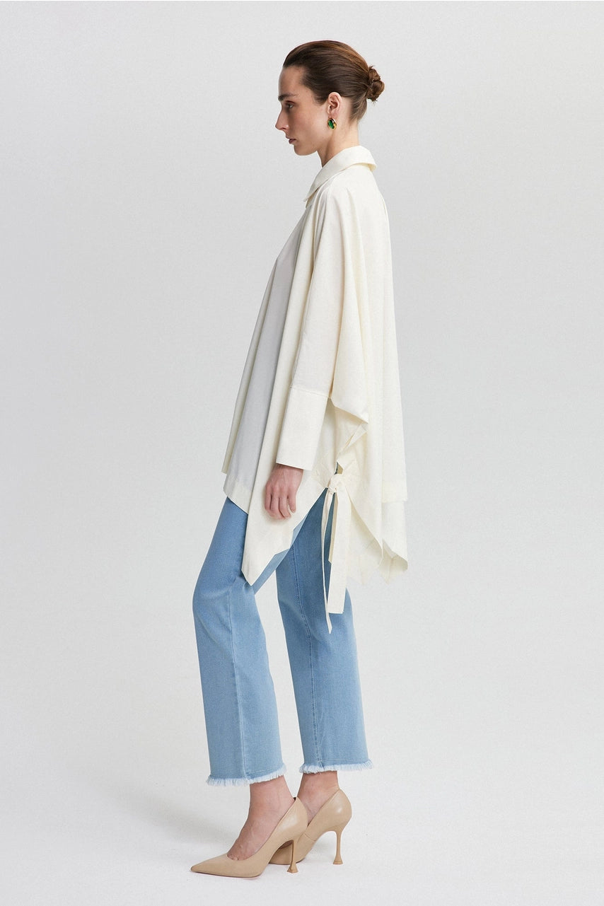 'Elena' - Oversize Flowy Shirt in Ecru