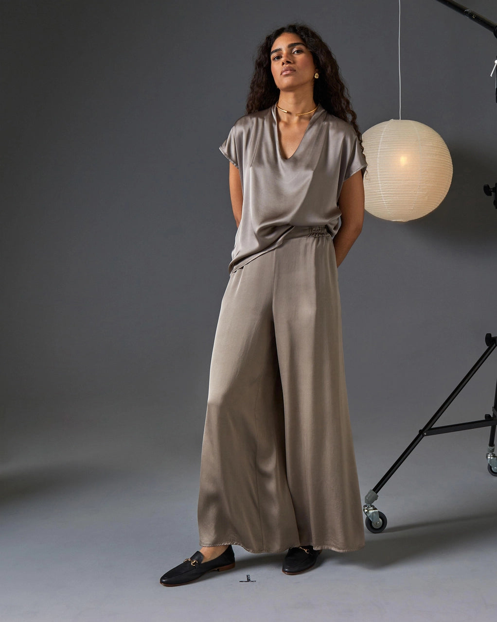 'Salermo' - Italian Satin Wide Leg Pants